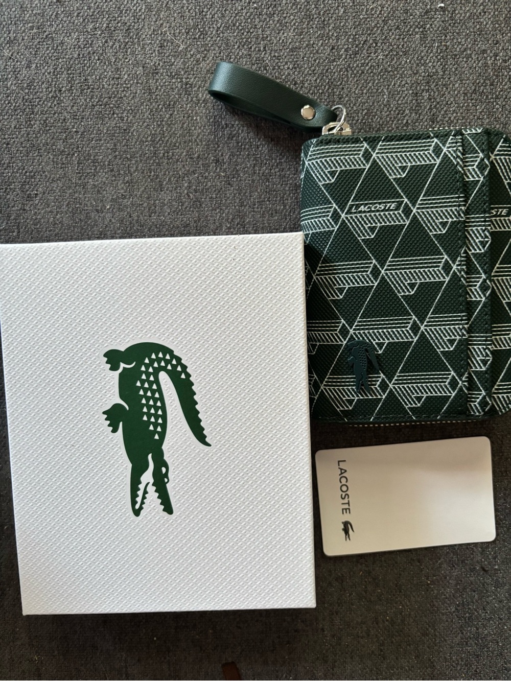 NEW Lacoste Green Zip Card Case Wallet - Picture 3 of 3